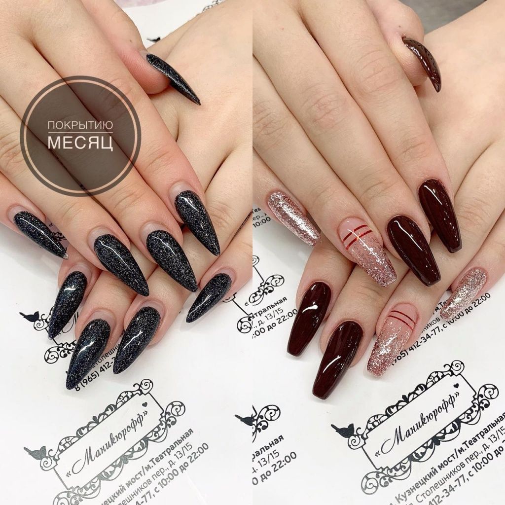 Фото до и после коррекции нарощенных ногтей