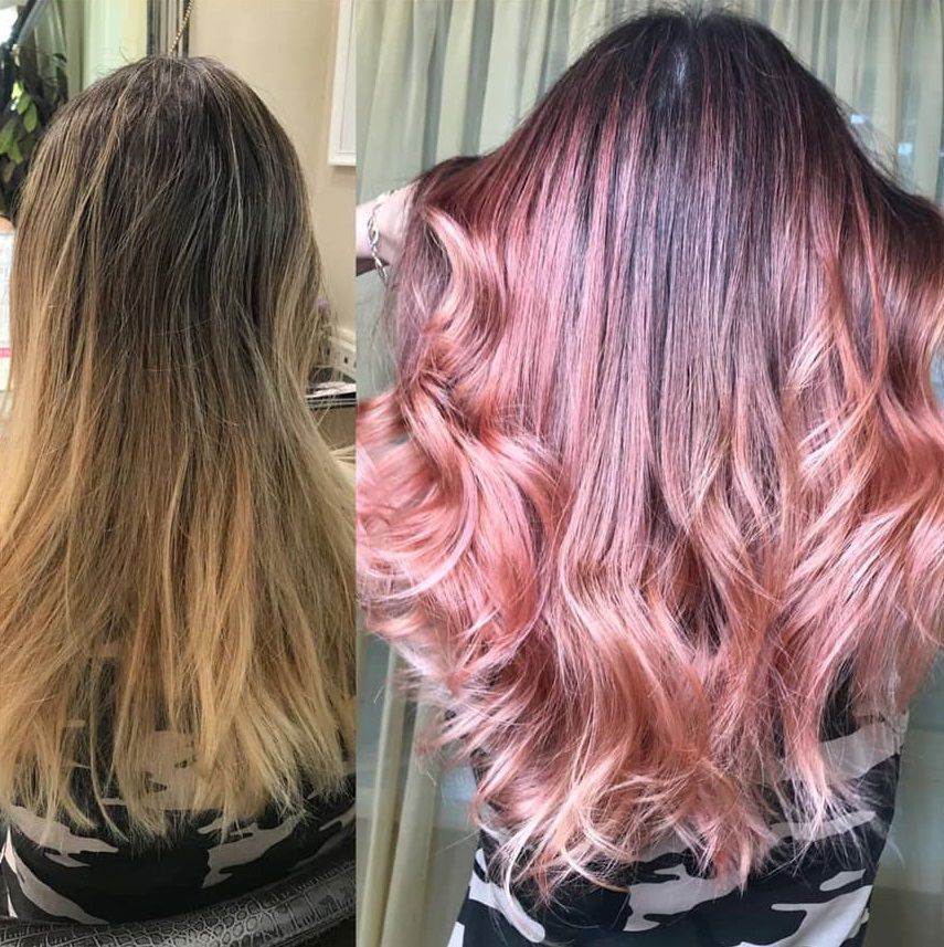 Окрашивание волос в розовый
