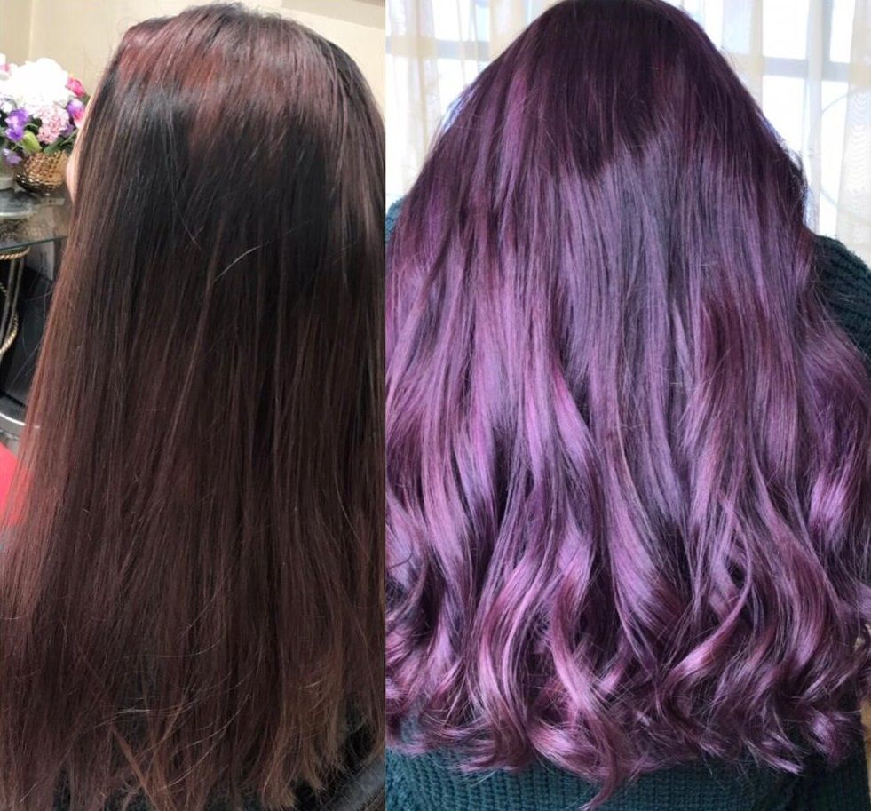 Окрашивание волос в фиолетовый